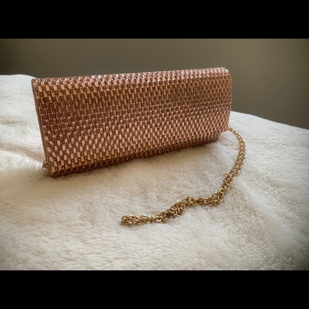 Evening pink sequin clutch